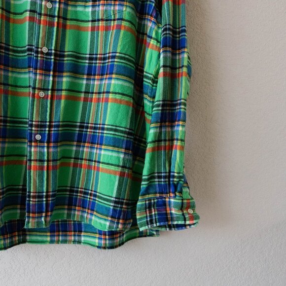 Ralph Lauren XL Green Plaid Flannel Shirt 100% Cotton Button Down Men - Picture 5 of 10